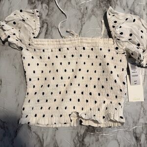 Wilfred crop polka dot smocked blouse